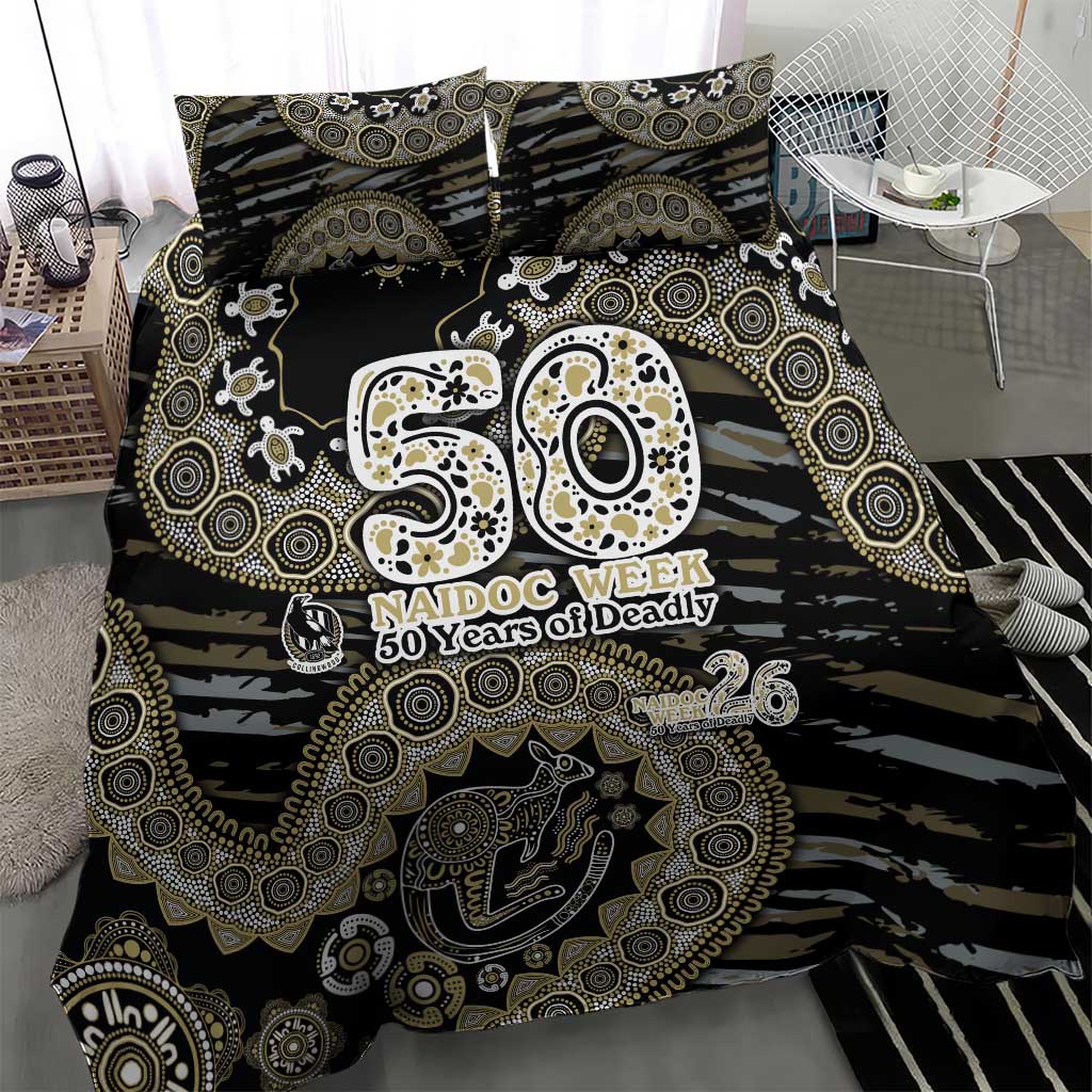 Collingwood Magpies NAIDOC Week 2026 Bedding Set Australian Aboriginal Dot Art Dreamtime Pattern Style