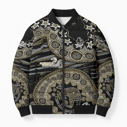 Collingwood Magpies NAIDOC Week 2026 Bomber Puffer Jacket Australian Aboriginal Dot Art Dreamtime Pattern Style