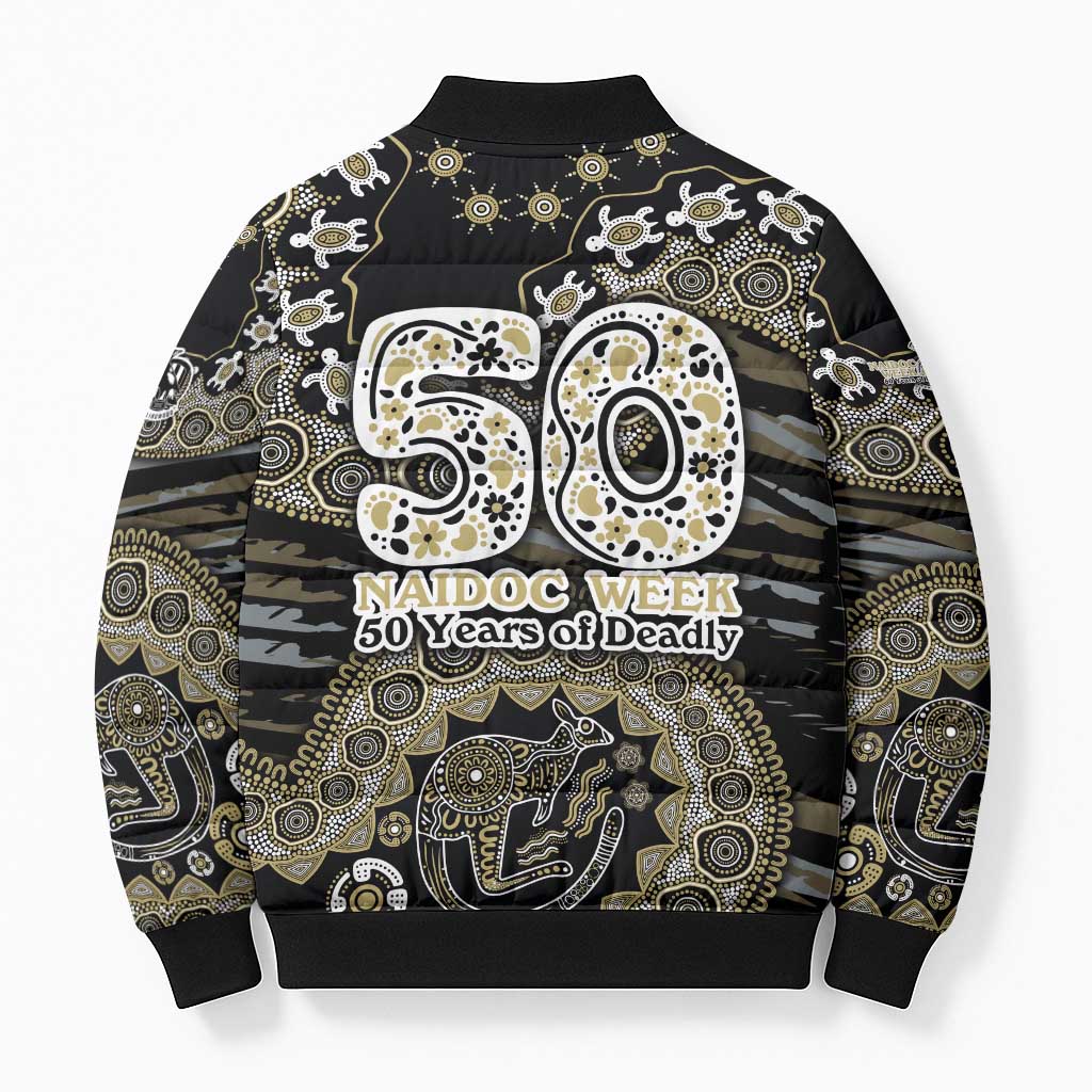 Collingwood Magpies NAIDOC Week 2026 Bomber Puffer Jacket Australian Aboriginal Dot Art Dreamtime Pattern Style