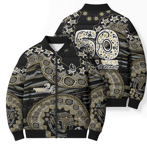 Collingwood Magpies NAIDOC Week 2026 Bomber Puffer Jacket Australian Aboriginal Dot Art Dreamtime Pattern Style