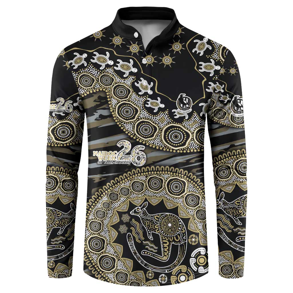 Collingwood Magpies NAIDOC Week 2026 Button Sweatshirt Australian Aboriginal Dot Art Dreamtime Pattern Style
