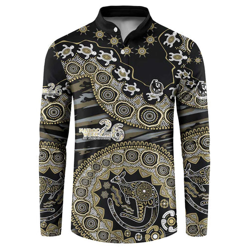 Collingwood Magpies NAIDOC Week 2026 Button Sweatshirt Australian Aboriginal Dot Art Dreamtime Pattern Style