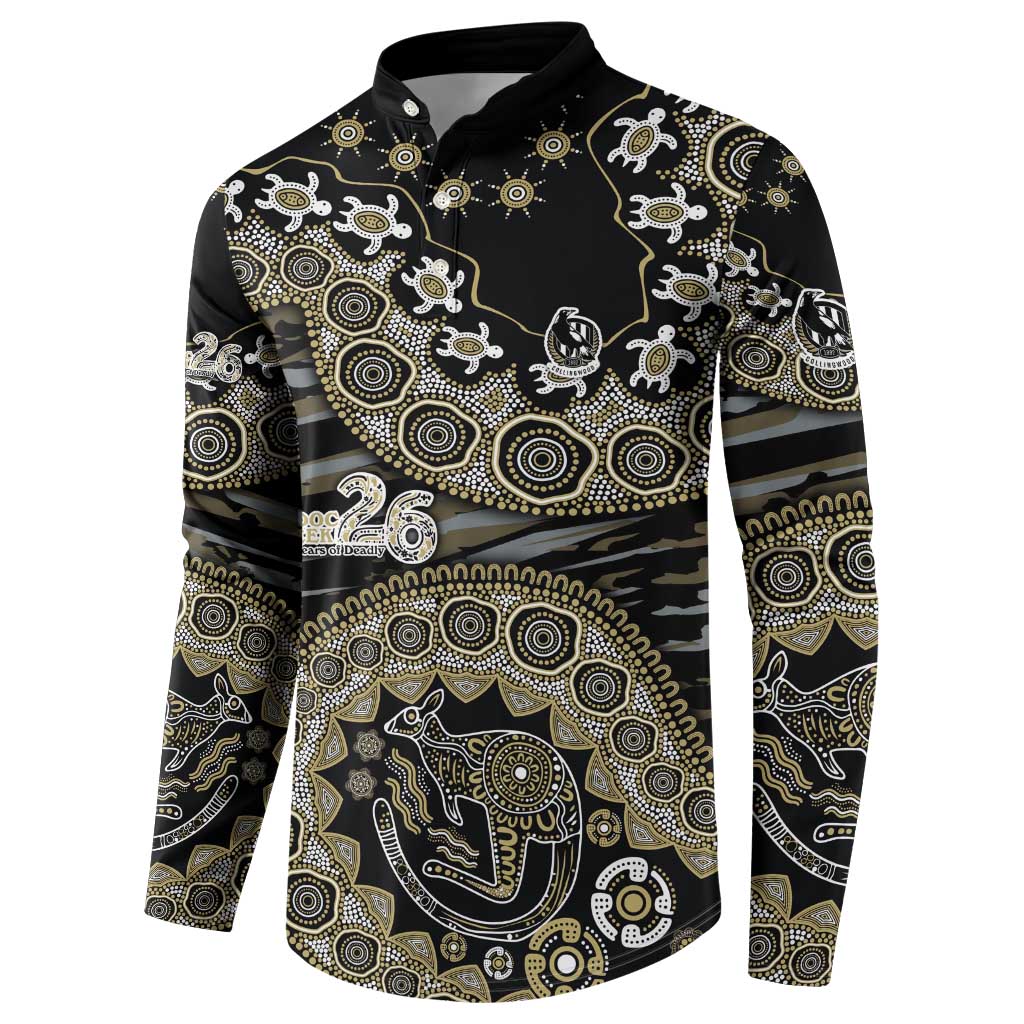 Collingwood Magpies NAIDOC Week 2026 Button Sweatshirt Australian Aboriginal Dot Art Dreamtime Pattern Style