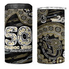 Collingwood Magpies NAIDOC Week 2026 4 in 1 Can Cooler Tumbler Australian Aboriginal Dot Art Dreamtime Pattern Style