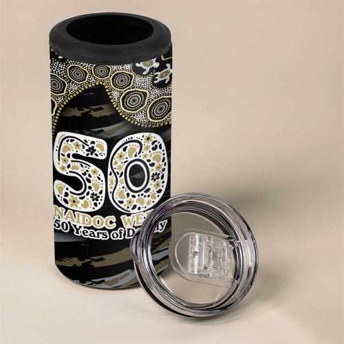 Collingwood Magpies NAIDOC Week 2026 4 in 1 Can Cooler Tumbler Australian Aboriginal Dot Art Dreamtime Pattern Style