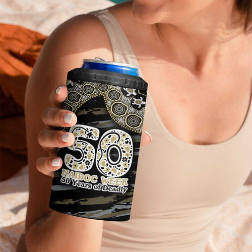Collingwood Magpies NAIDOC Week 2026 4 in 1 Can Cooler Tumbler Australian Aboriginal Dot Art Dreamtime Pattern Style