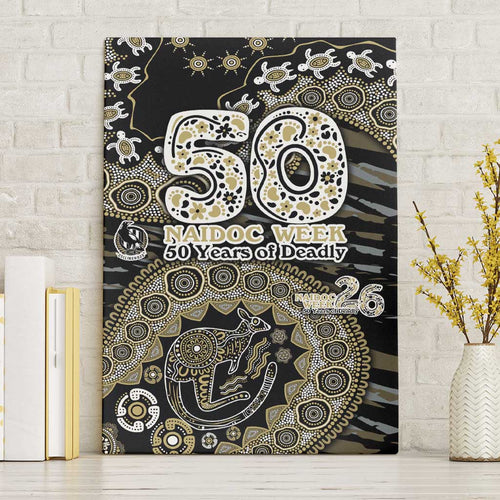 Collingwood Magpies NAIDOC Week 2026 Canvas Wall Art Australian Aboriginal Dot Art Dreamtime Pattern Style