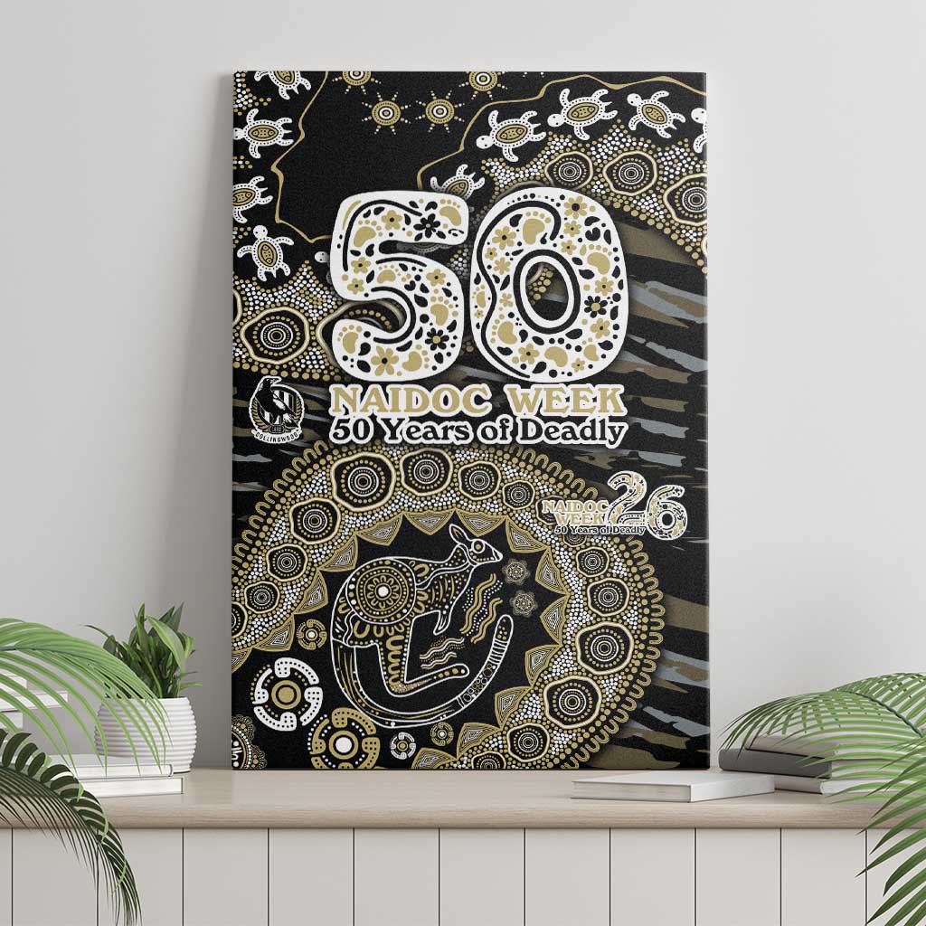 Collingwood Magpies NAIDOC Week 2026 Canvas Wall Art Australian Aboriginal Dot Art Dreamtime Pattern Style