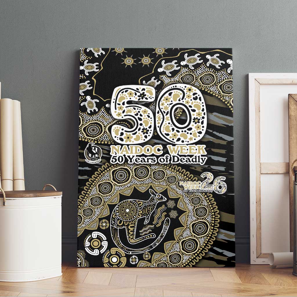 Collingwood Magpies NAIDOC Week 2026 Canvas Wall Art Australian Aboriginal Dot Art Dreamtime Pattern Style