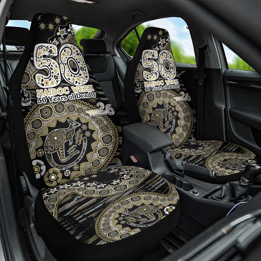Collingwood Magpies NAIDOC Week 2026 Car Seat Cover Australian Aboriginal Dot Art Dreamtime Pattern Style