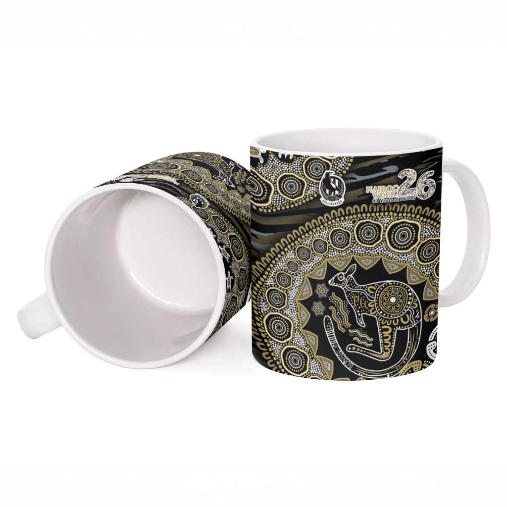 Collingwood Magpies NAIDOC Week 2026 Ceramic Mug Australian Aboriginal Dot Art Dreamtime Pattern Style