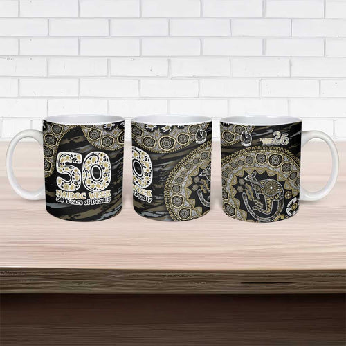 Collingwood Magpies NAIDOC Week 2026 Ceramic Mug Australian Aboriginal Dot Art Dreamtime Pattern Style