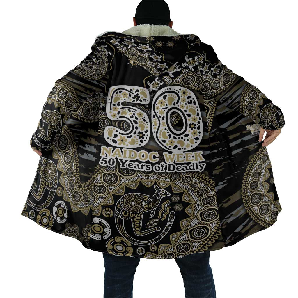 Collingwood Magpies NAIDOC Week 2026 Cloak Australian Aboriginal Dot Art Dreamtime Pattern Style