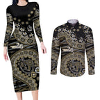 Collingwood Magpies NAIDOC Week 2026 Couples Matching Long Sleeve Bodycon Dress and Long Sleeve Button Shirt Australian Aboriginal Dot Art Dreamtime Pattern Style