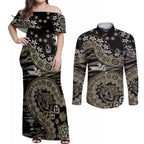 Collingwood Magpies NAIDOC Week 2026 Couples Matching Off Shoulder Maxi Dress and Long Sleeve Button Shirt Australian Aboriginal Dot Art Dreamtime Pattern Style