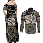 Collingwood Magpies NAIDOC Week 2026 Couples Matching Off Shoulder Maxi Dress and Long Sleeve Button Shirt Australian Aboriginal Dot Art Dreamtime Pattern Style