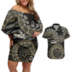 Collingwood Magpies NAIDOC Week 2026 Couples Matching Off Shoulder Short Dress and Hawaiian Shirt Australian Aboriginal Dot Art Dreamtime Pattern Style