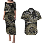 Collingwood Magpies NAIDOC Week 2026 Couples Matching Puletasi and Hawaiian Shirt Australian Aboriginal Dot Art Dreamtime Pattern Style