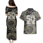 Collingwood Magpies NAIDOC Week 2026 Couples Matching Puletasi and Hawaiian Shirt Australian Aboriginal Dot Art Dreamtime Pattern Style