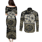 Collingwood Magpies NAIDOC Week 2026 Couples Matching Puletasi and Long Sleeve Button Shirt Australian Aboriginal Dot Art Dreamtime Pattern Style