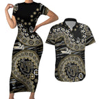 Collingwood Magpies NAIDOC Week 2026 Couples Matching Short Sleeve Bodycon Dress and Hawaiian Shirt Australian Aboriginal Dot Art Dreamtime Pattern Style