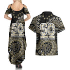 Collingwood Magpies NAIDOC Week 2026 Couples Matching Summer Maxi Dress and Hawaiian Shirt Australian Aboriginal Dot Art Dreamtime Pattern Style