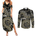 Collingwood Magpies NAIDOC Week 2026 Couples Matching Summer Maxi Dress and Long Sleeve Button Shirt Australian Aboriginal Dot Art Dreamtime Pattern Style