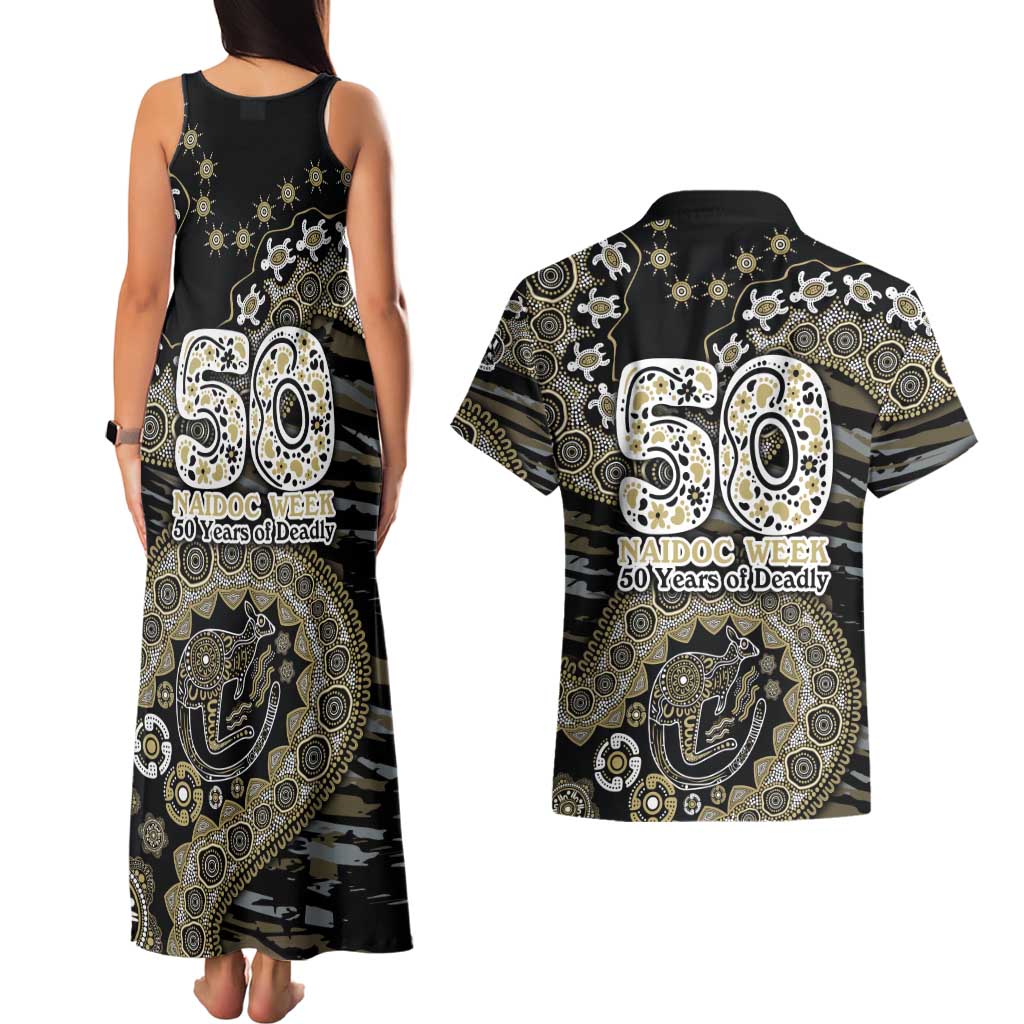 Collingwood Magpies NAIDOC Week 2026 Couples Matching Tank Maxi Dress and Hawaiian Shirt Australian Aboriginal Dot Art Dreamtime Pattern Style