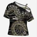 Collingwood Magpies NAIDOC Week 2026 Cross Shoulder Shirt Australian Aboriginal Dot Art Dreamtime Pattern Style