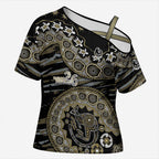 Collingwood Magpies NAIDOC Week 2026 Cross Shoulder Shirt Australian Aboriginal Dot Art Dreamtime Pattern Style