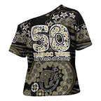 Collingwood Magpies NAIDOC Week 2026 Cross Shoulder Shirt Australian Aboriginal Dot Art Dreamtime Pattern Style