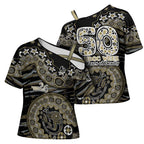 Collingwood Magpies NAIDOC Week 2026 Cross Shoulder Shirt Australian Aboriginal Dot Art Dreamtime Pattern Style
