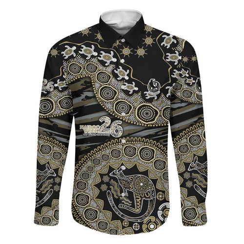 Collingwood Magpies NAIDOC Week 2026 Family Matching Mermaid Dress and Hawaiian Shirt Australian Aboriginal Dot Art Dreamtime Pattern Style