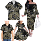 Collingwood Magpies NAIDOC Week 2026 Family Matching Off The Shoulder Long Sleeve Dress and Hawaiian Shirt Australian Aboriginal Dot Art Dreamtime Pattern Style