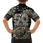Collingwood Magpies NAIDOC Week 2026 Family Matching Off The Shoulder Long Sleeve Dress and Hawaiian Shirt Australian Aboriginal Dot Art Dreamtime Pattern Style