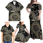 Collingwood Magpies NAIDOC Week 2026 Family Matching Off Shoulder Maxi Dress and Hawaiian Shirt Australian Aboriginal Dot Art Dreamtime Pattern Style