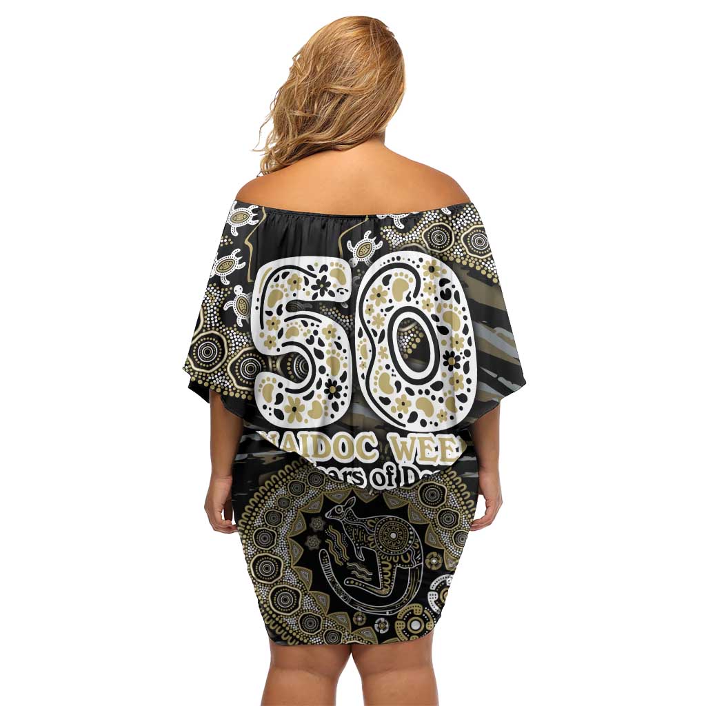 Collingwood Magpies NAIDOC Week 2026 Family Matching Off Shoulder Short Dress and Hawaiian Shirt Australian Aboriginal Dot Art Dreamtime Pattern Style