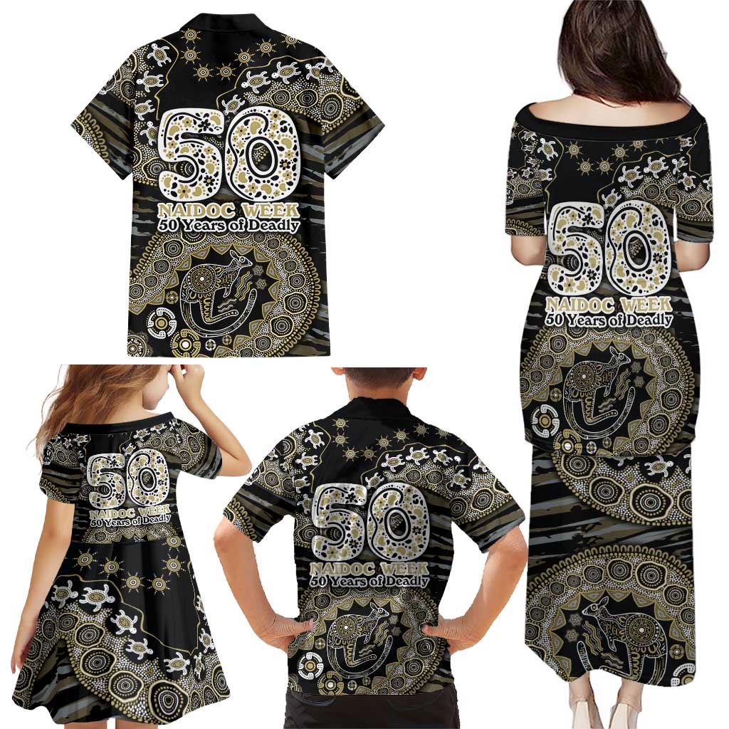Collingwood Magpies NAIDOC Week 2026 Family Matching Puletasi and Hawaiian Shirt Australian Aboriginal Dot Art Dreamtime Pattern Style