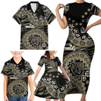 Collingwood Magpies NAIDOC Week 2026 Family Matching Short Sleeve Bodycon Dress and Hawaiian Shirt Australian Aboriginal Dot Art Dreamtime Pattern Style