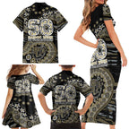 Collingwood Magpies NAIDOC Week 2026 Family Matching Short Sleeve Bodycon Dress and Hawaiian Shirt Australian Aboriginal Dot Art Dreamtime Pattern Style