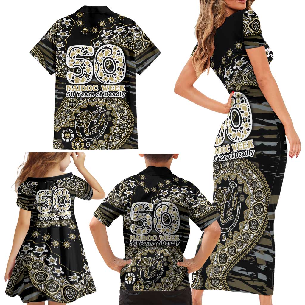 Collingwood Magpies NAIDOC Week 2026 Family Matching Short Sleeve Bodycon Dress and Hawaiian Shirt Australian Aboriginal Dot Art Dreamtime Pattern Style