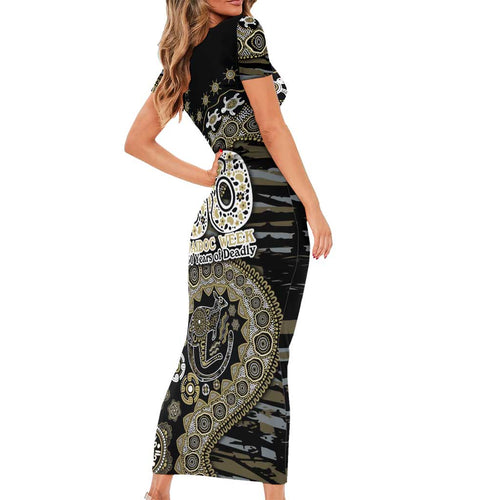 Collingwood Magpies NAIDOC Week 2026 Family Matching Short Sleeve Bodycon Dress and Hawaiian Shirt Australian Aboriginal Dot Art Dreamtime Pattern Style
