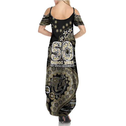 Collingwood Magpies NAIDOC Week 2026 Family Matching Summer Maxi Dress and Hawaiian Shirt Australian Aboriginal Dot Art Dreamtime Pattern Style
