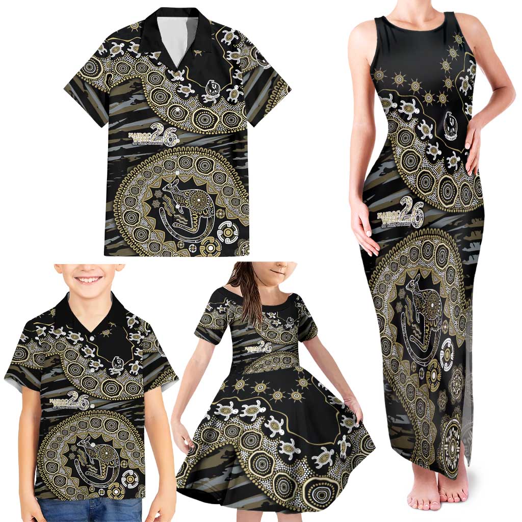 Collingwood Magpies NAIDOC Week 2026 Family Matching Tank Maxi Dress and Hawaiian Shirt Australian Aboriginal Dot Art Dreamtime Pattern Style