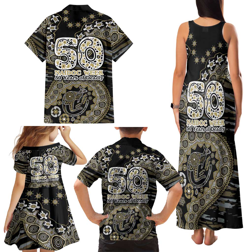 Collingwood Magpies NAIDOC Week 2026 Family Matching Tank Maxi Dress and Hawaiian Shirt Australian Aboriginal Dot Art Dreamtime Pattern Style