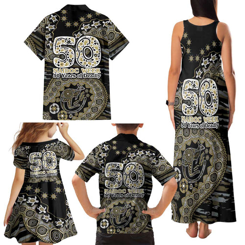 Collingwood Magpies NAIDOC Week 2026 Family Matching Tank Maxi Dress and Hawaiian Shirt Australian Aboriginal Dot Art Dreamtime Pattern Style
