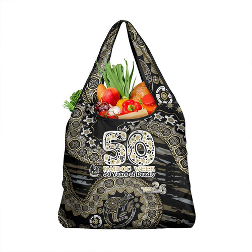 Collingwood Magpies NAIDOC Week 2026 Grocery Bag Australian Aboriginal Dot Art Dreamtime Pattern Style