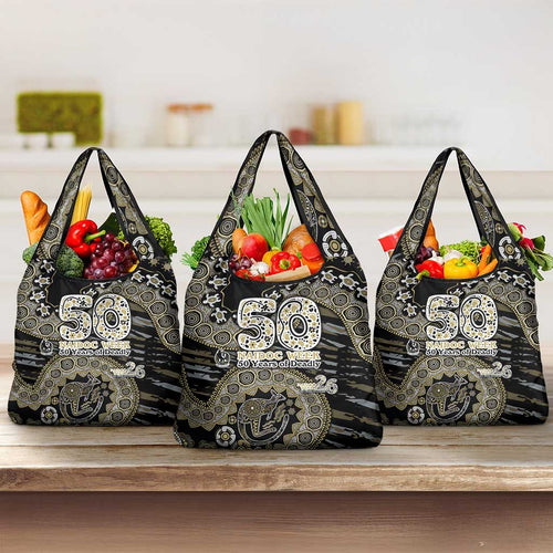 Collingwood Magpies NAIDOC Week 2026 Grocery Bag Australian Aboriginal Dot Art Dreamtime Pattern Style