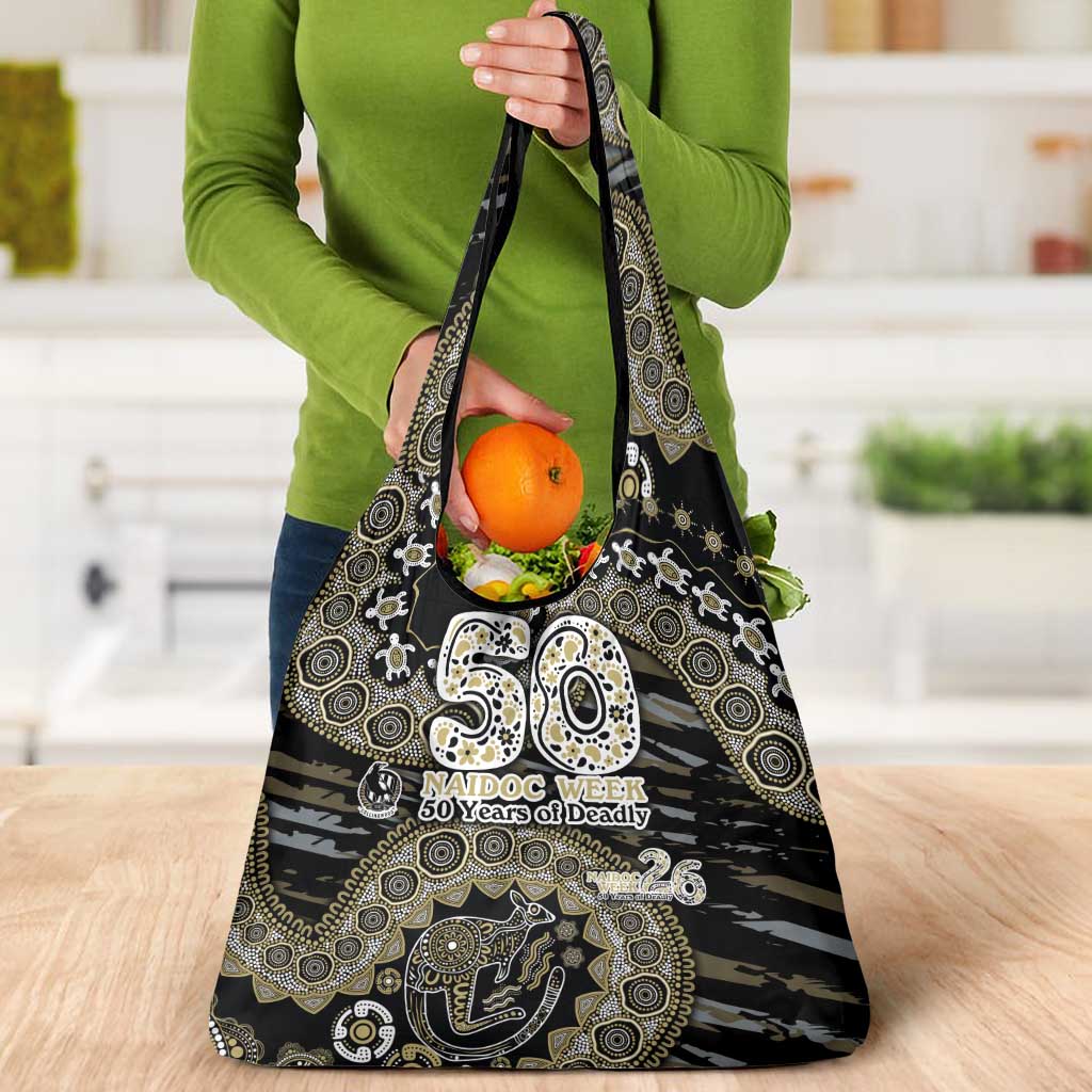 Collingwood Magpies NAIDOC Week 2026 Grocery Bag Australian Aboriginal Dot Art Dreamtime Pattern Style