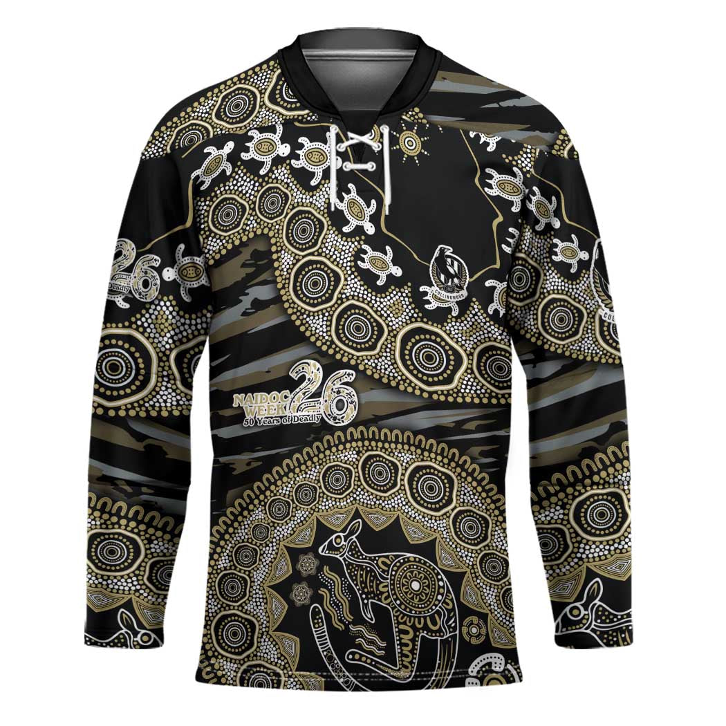 Collingwood Magpies NAIDOC Week 2026 Hockey Jersey Australian Aboriginal Dot Art Dreamtime Pattern Style